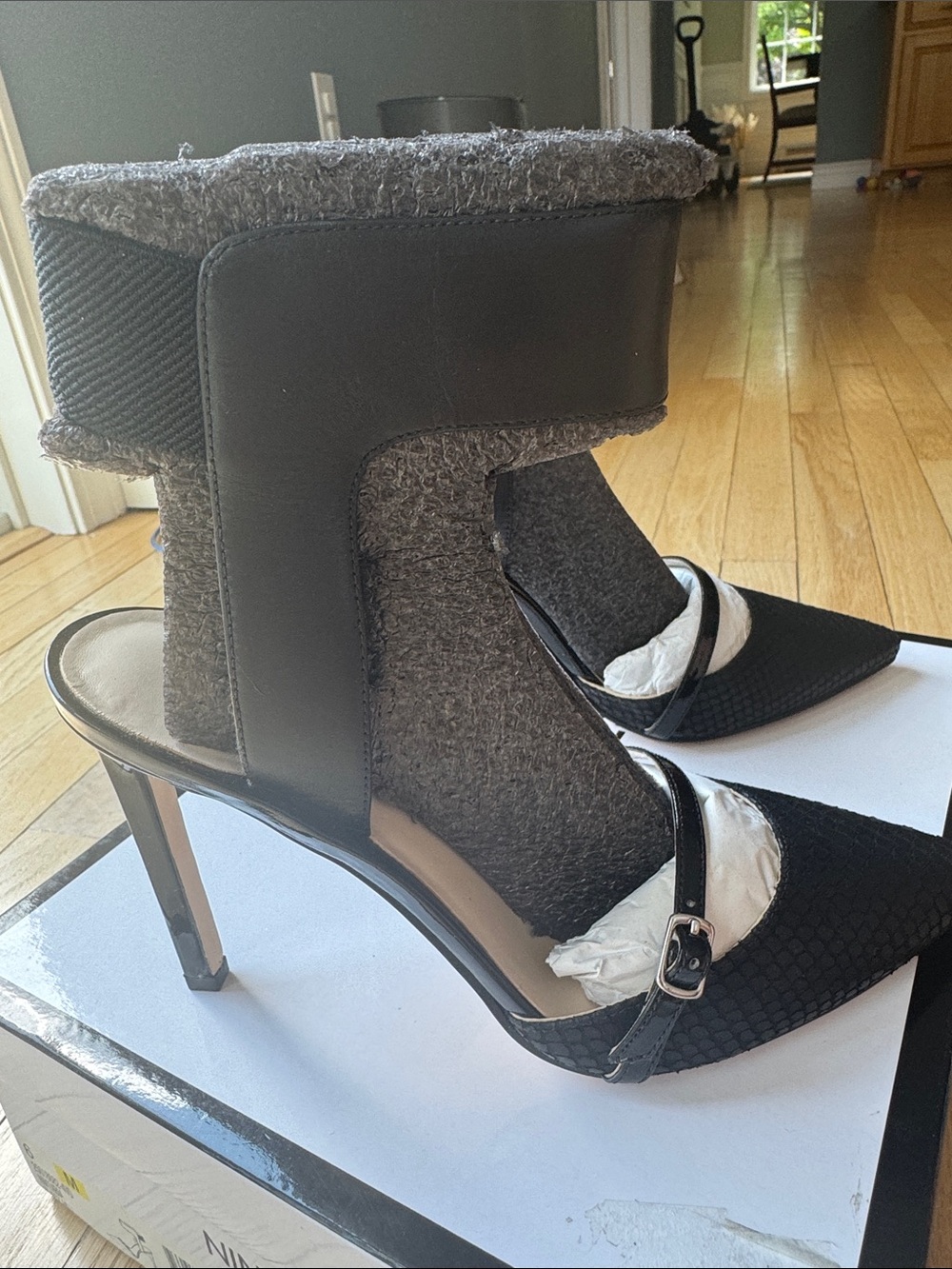Nine West Women’s Black High Heel Sandals with Ankle Support